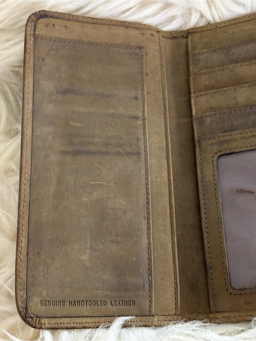 Western Star Cowhide Embossed Brown Leather Tri-Fold Wallet